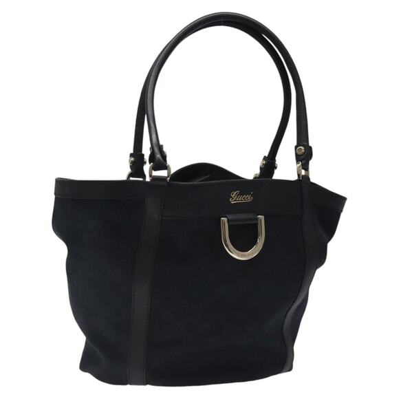 GUCCI GG Canvas Tote Bag Black Gold - Picture 1 of 16
